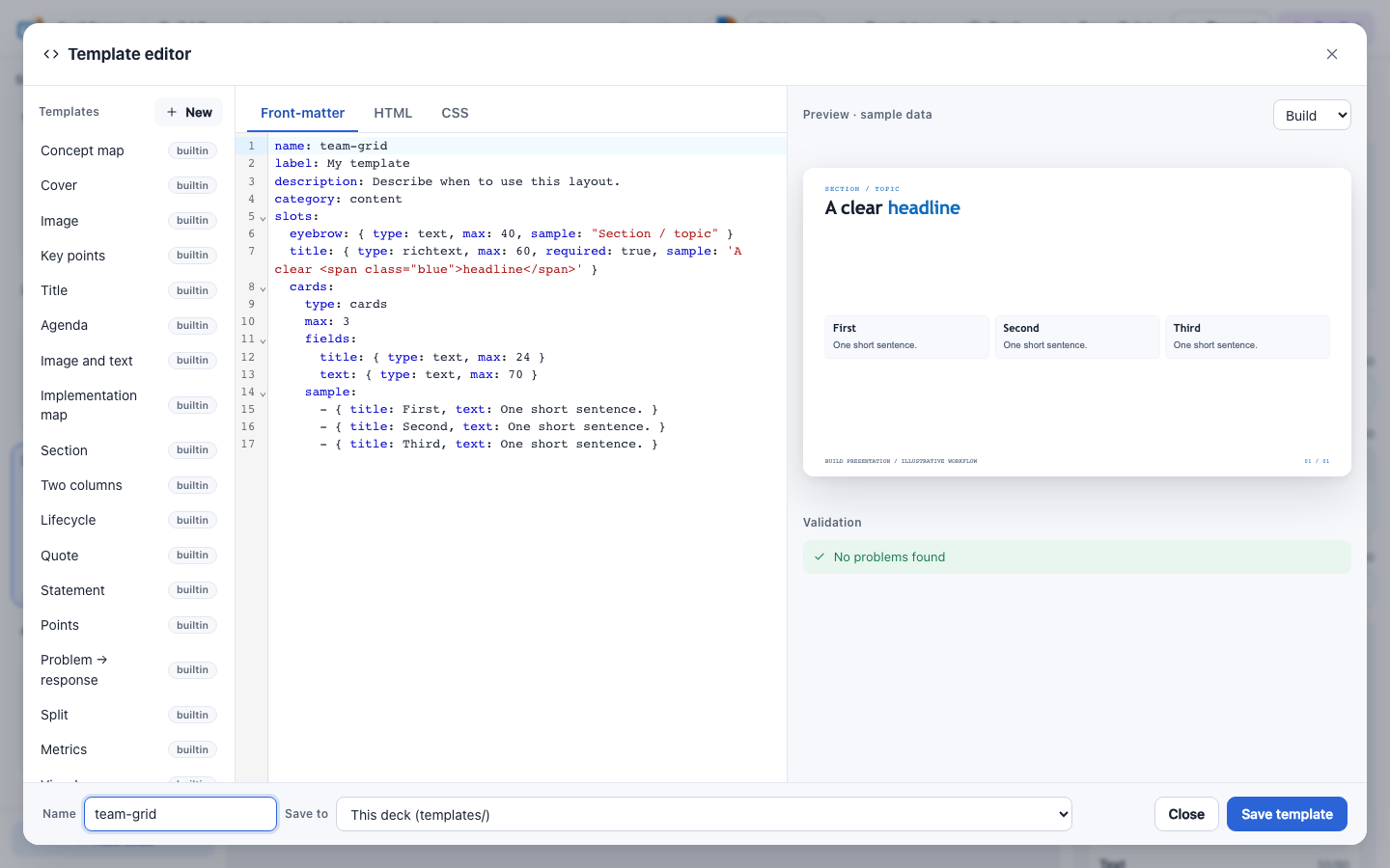 The template editor